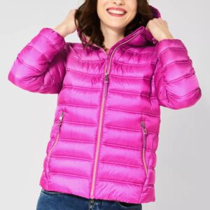 Prešívaná bunda s kapucňou fialová Street One