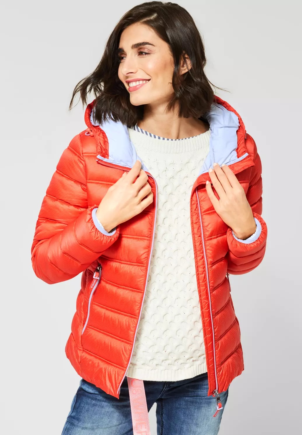 Prešívaná bunda s kapucňou oranžová Street One