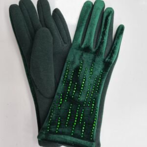 Rukavice smaragdové s kamienkami