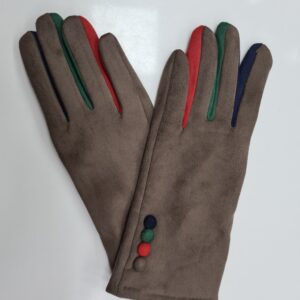 Rukavice látkové hnedé s gombíkmi