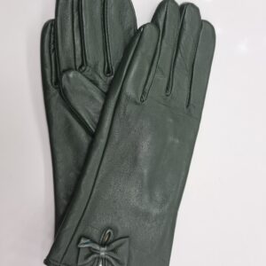 Rukavice kožené zelené s mašľou