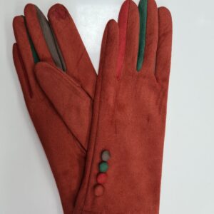 Rukavice látkové červené s gombíkmi