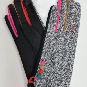 Rukavice látkové vzorované s gombíkmi