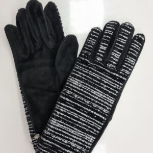 Rukavice látkové čierne so striebornými pásikmi