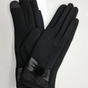 Rukavice látkové čierne s brmbolčekom