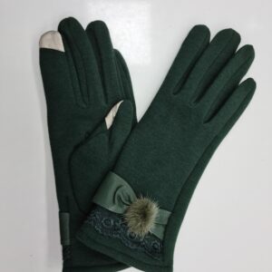 Rukavice látkové zelené s brmbolčekom