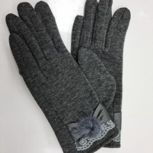 Rukavice látkové šedé s brmbolčekom