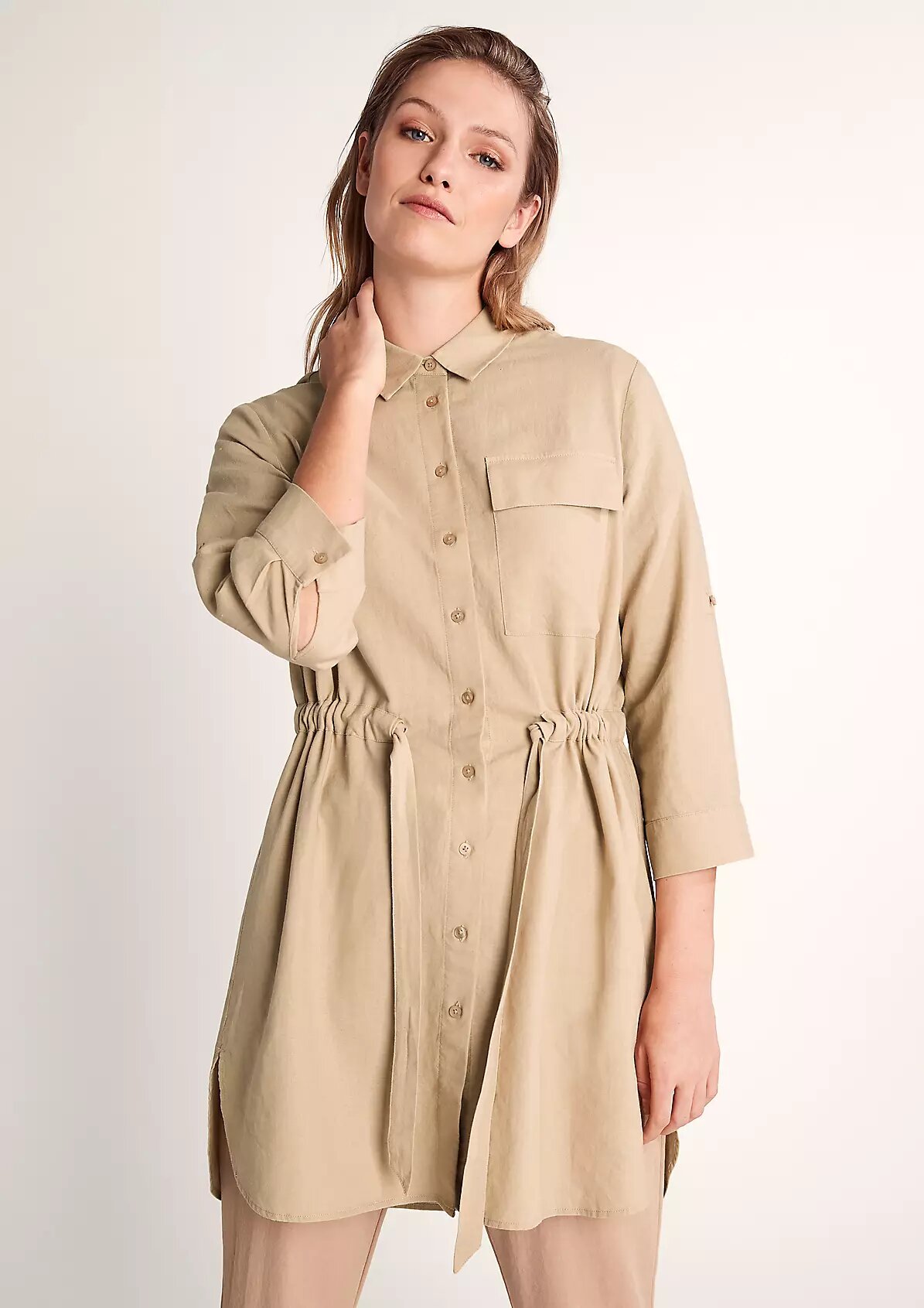 Košeľa ľan Comma béžová