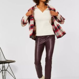 Nohavice kož.Street One bordová