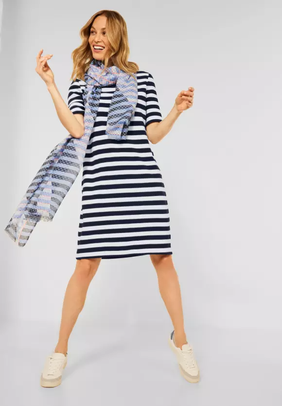 Šaty tm.modrá -pásik Cecil