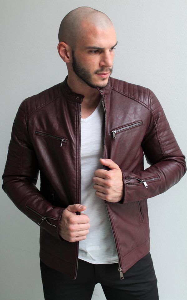 Bunda kož. bordová Enos