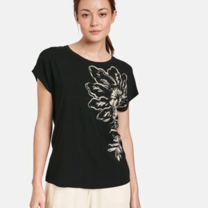 Tričko čierna-kvet Taifun