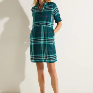 Šaty petrolej-kocka Cecil