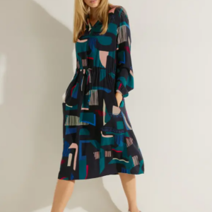 Šaty tm.modrá-potlač Cecil