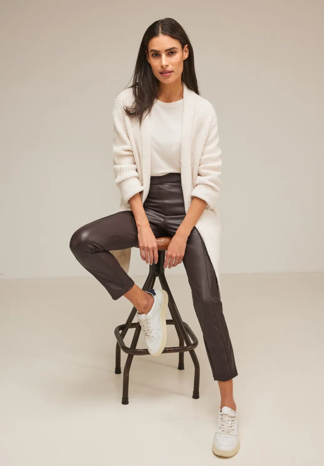 Kož. hnedé nohavice Street One