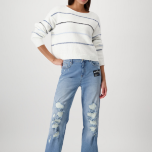 Pulóver biela-pásik Monari