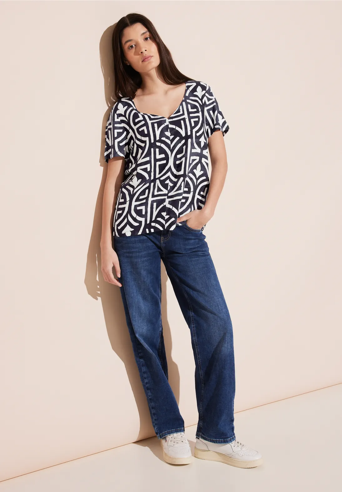 Tričko tm.modrá-potlač Street One