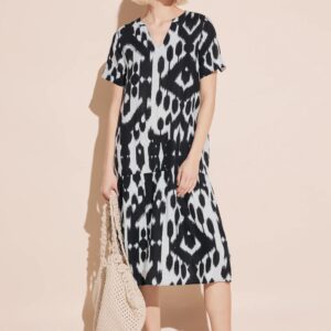 Šaty ľan čierna-biela Street One