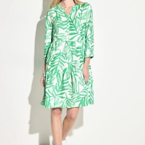 Šaty ľan bielo-zelené Cecil