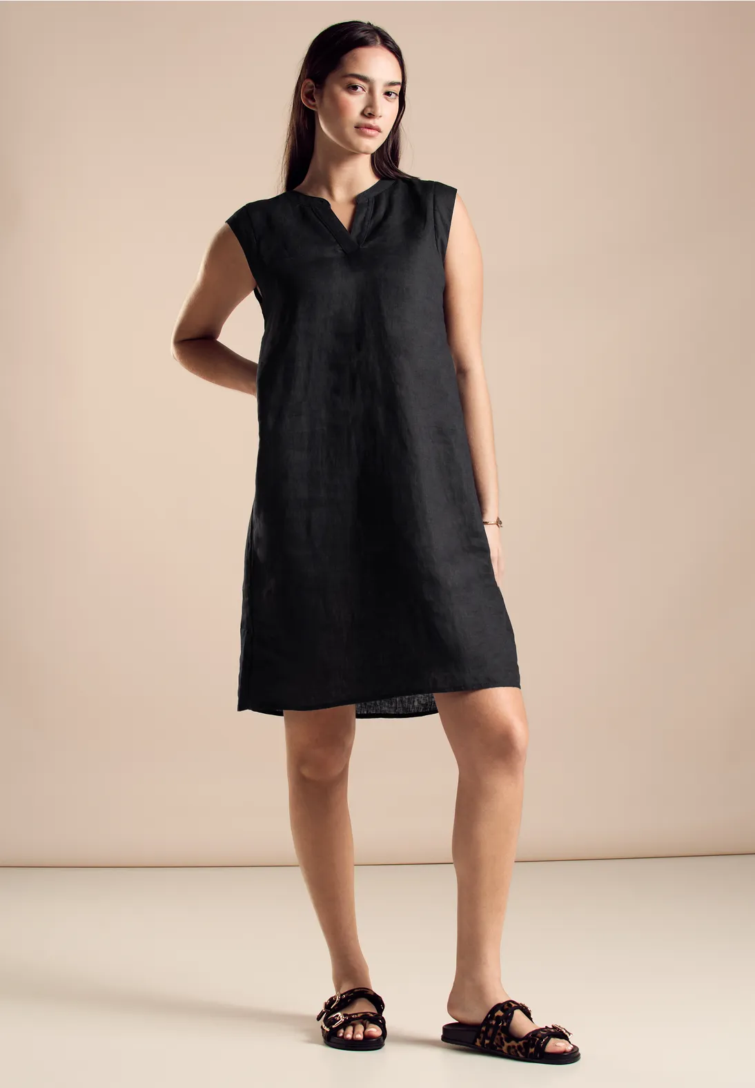 Šaty ľan.čierna Street One